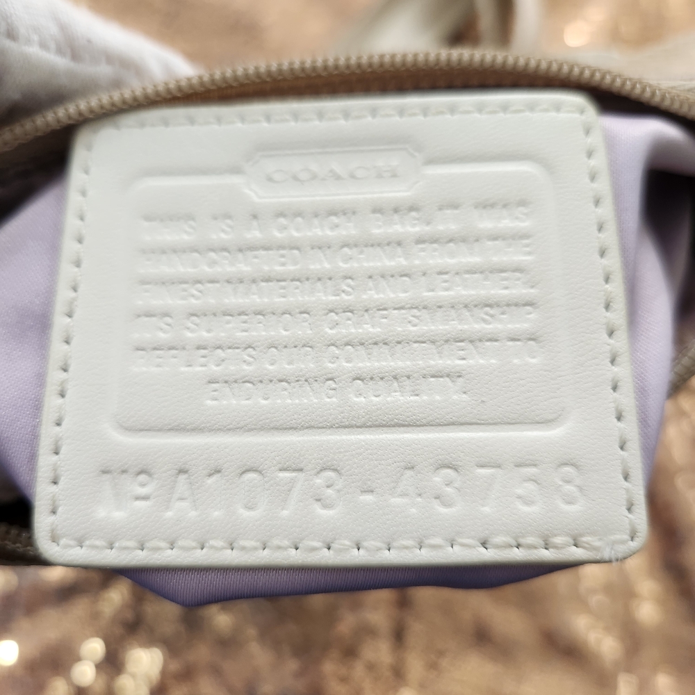 Coach Tan And Gold Hearts Logo Crossbody Bag - Picture 7 of 12